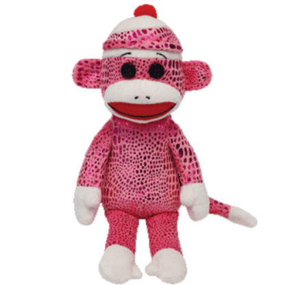 Ty Beanie Baby - Sock Monkey Sparkle Pink