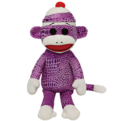 Ty Beanie Baby - Sock Monkey Sparkle Purple