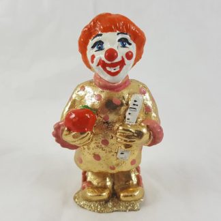 Gold Clown Student with Ruler and Apple