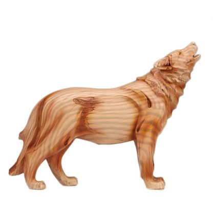 Wildlife Wood-like Cold Resin Wolf Figurine
