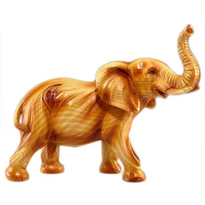 Wildlife Wood-like Cold Resin Elephant Figurine