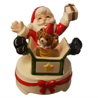 Norcrest 5"H Christmas Santa Claus Music Box Rotating Jack-In-The-Box