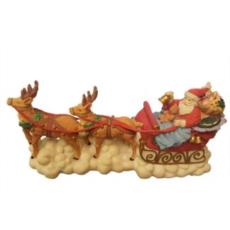 Lefton China Santa Claus with Sleigh and Reindeer Musical