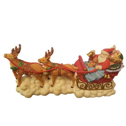 Lefton China Santa Claus with Sleigh and Reindeer Musical
