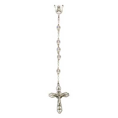 8MM Crystal Rosary-Silver Boxed w/Story Card