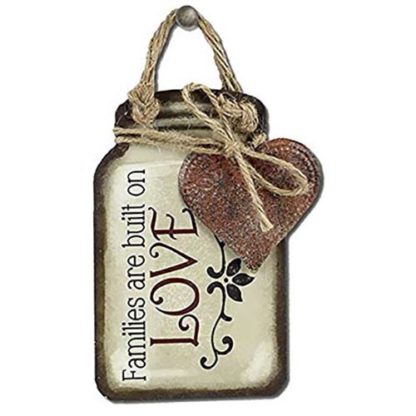 Young's Families are Built on Love Tin Mason Jar Wall Hangers, 5.25"