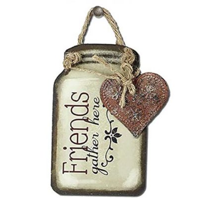 Young's Friends Gather Here Tin Mason Jar Wall Hangers, 5.25"