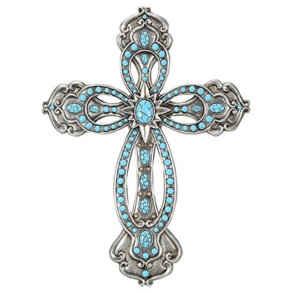 Young's Resin Turquoise Wall Cross Decor