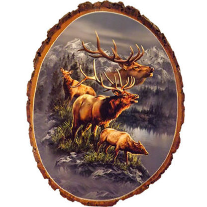 Elk Country Cedar Wood Wall Plaque