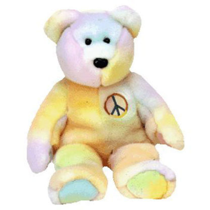 TY Beanie Buddy - Peace the Ty-Dyed Bear (pastel version)