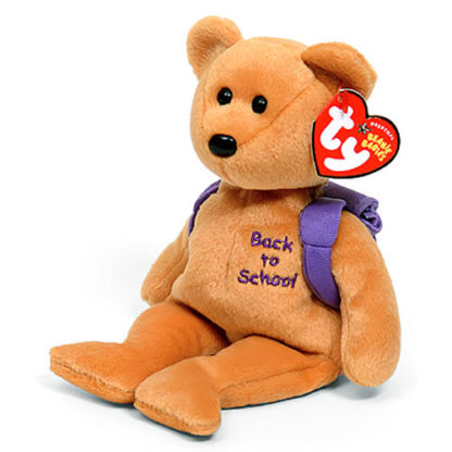 TY Beanie Baby - Books the Bear (Purple Backpack Version)