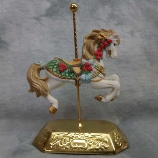Lefton China White Horse w/Golden Mane Carousel