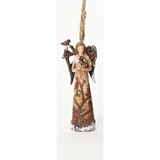 Angel Ornament W/Cardinal Holding Vase