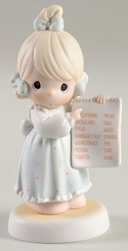 Precious Moments Have You Any Room For Jesus #261130. This porcelain figurine depicts a girl with a notepad with schedule.
