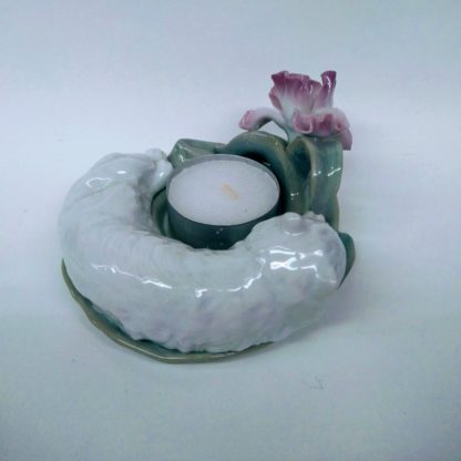 Porcelain Cat Tea Light Candle Base -- from top, back