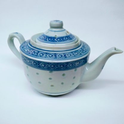 Chinese style Rice pattern single serving tea pot - back view