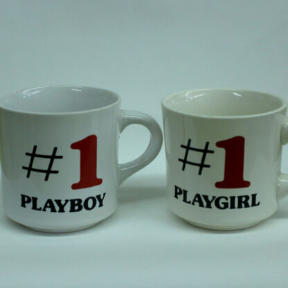 Novelty white diner style mug that says "#1 PLAYBOY" in black and red type.