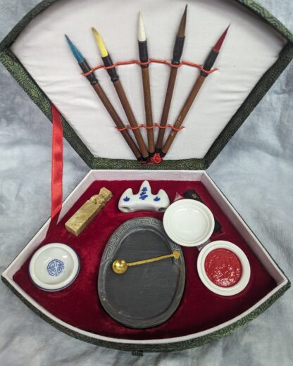 Oriental Calligraphy Set - inside tools (open ink pot)