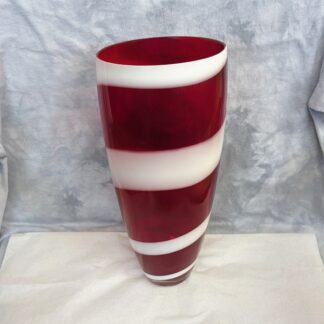 Red/White Spiral Glass Vase