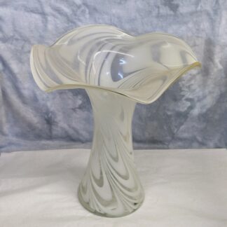 White Swirls Glass Oversized Flare Vase