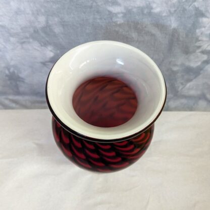 Red/Black Swirls Glass Vase, from top